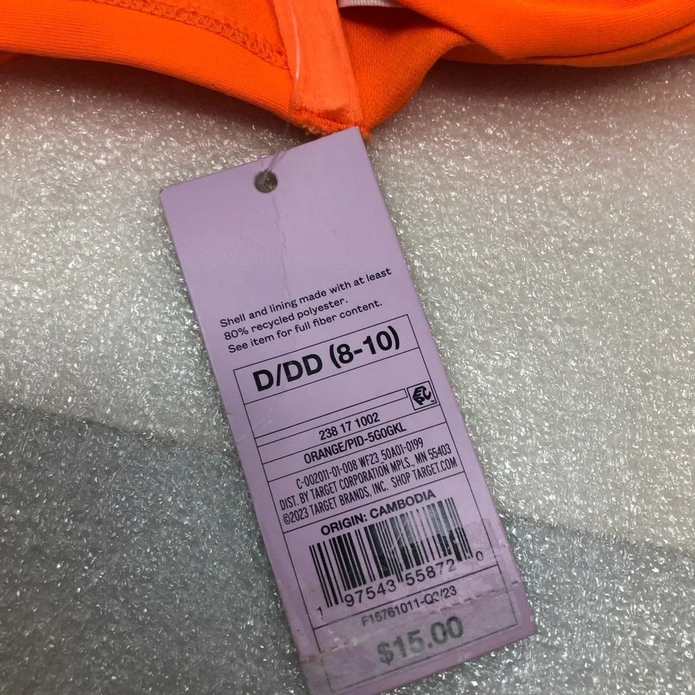 NWT Wild Fable Bikini Neon Orange Two Piece Size XL Bottom D/DD Top